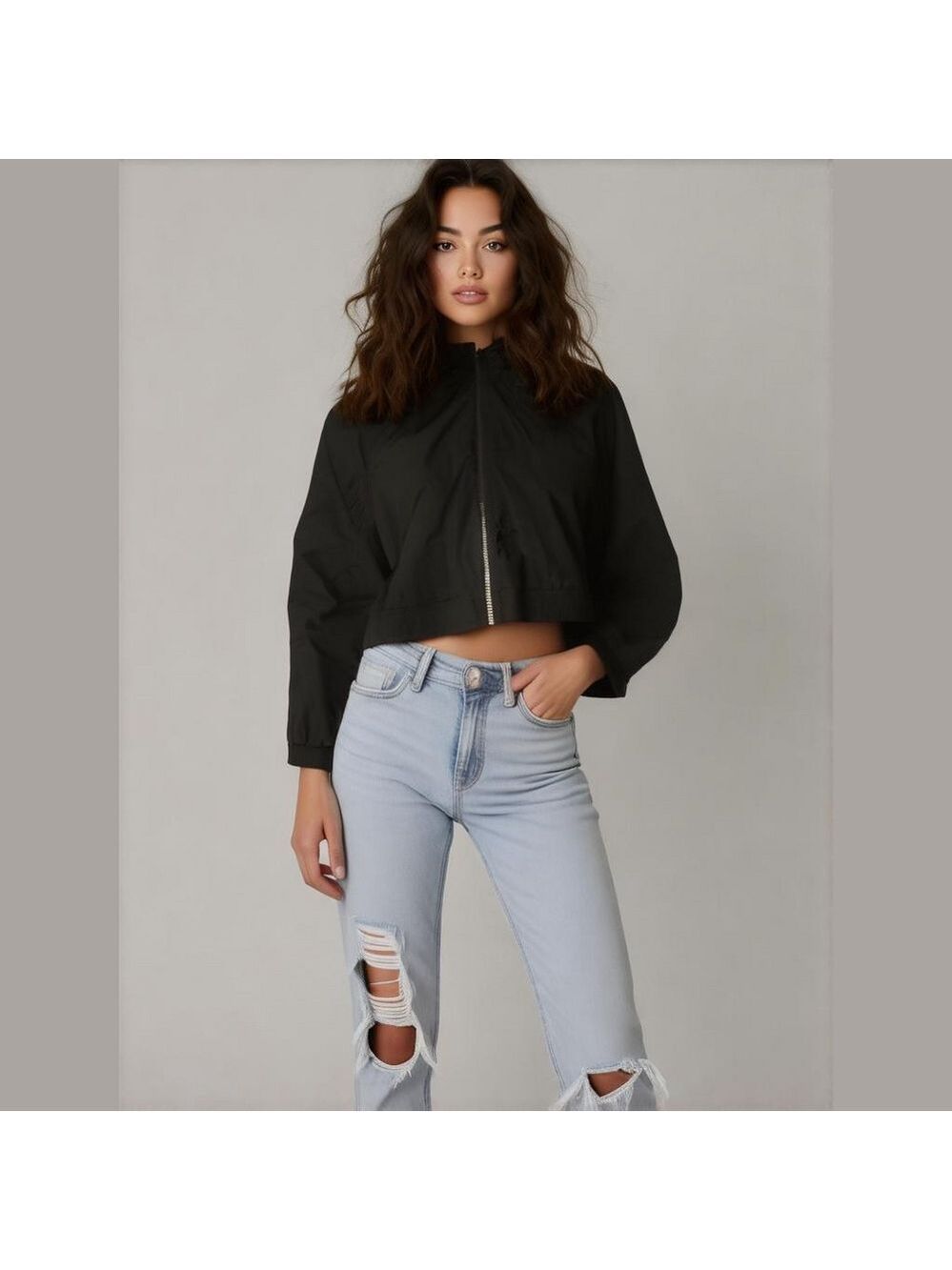 Good American black light weight cropped jacket size 4